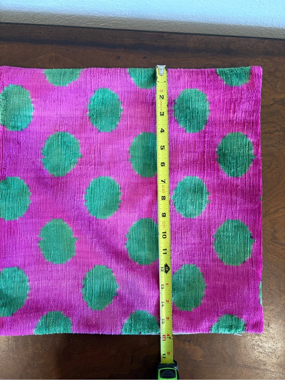 MD Home || Silk Velvet Pillow Cover Sham Dots Luxury‎ Turkish 16 x 16 Pink Green